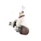7.5" White Polystone Chef Figurine Salt & Pepper Shaker Holder with Wood Barrel Accents